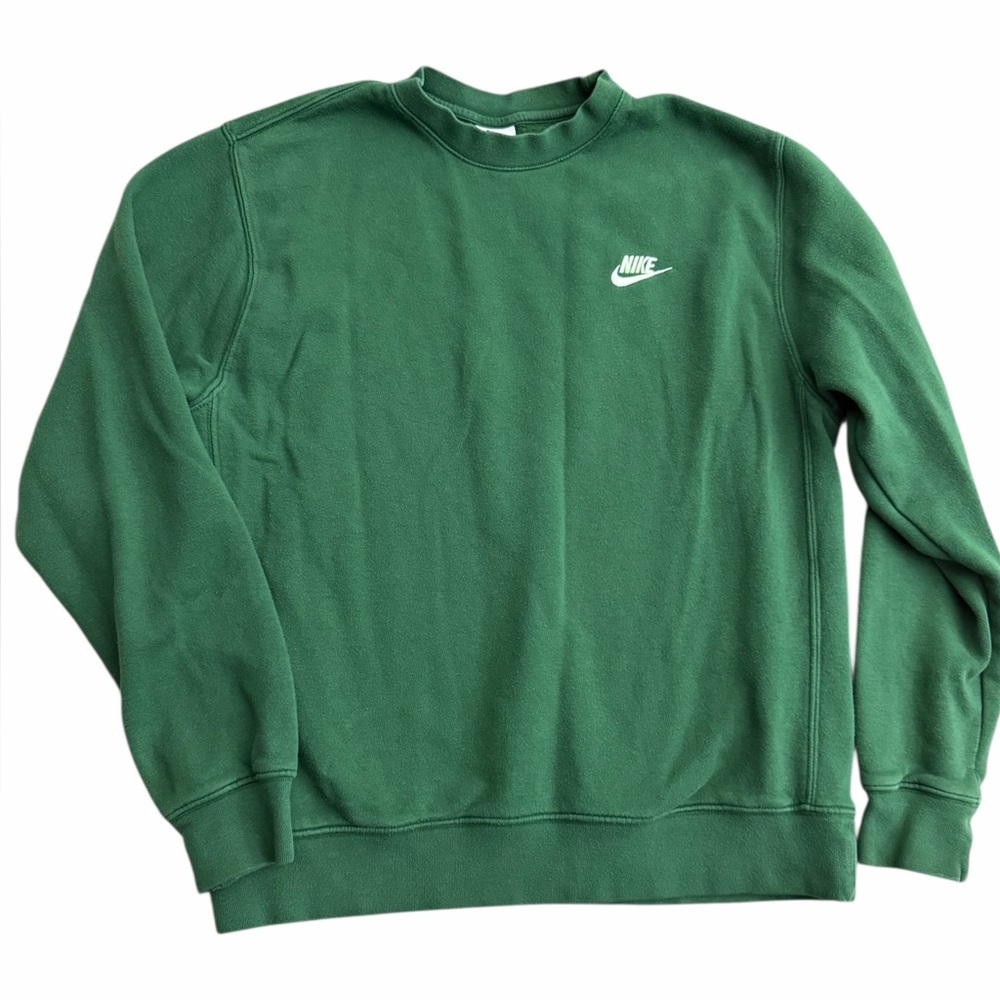 Nike Crewneck Sweatshirt Men’s Medium Green Fleece‎ Pullover Essential Swoosh
